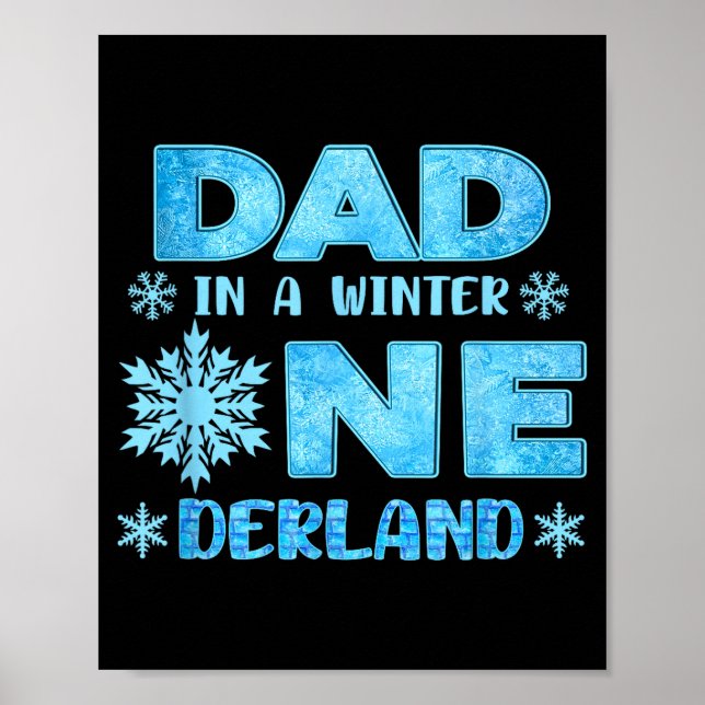 Pappa i en vinter Onederland Bday flicka Söt snöfl Poster (Framsidan)
