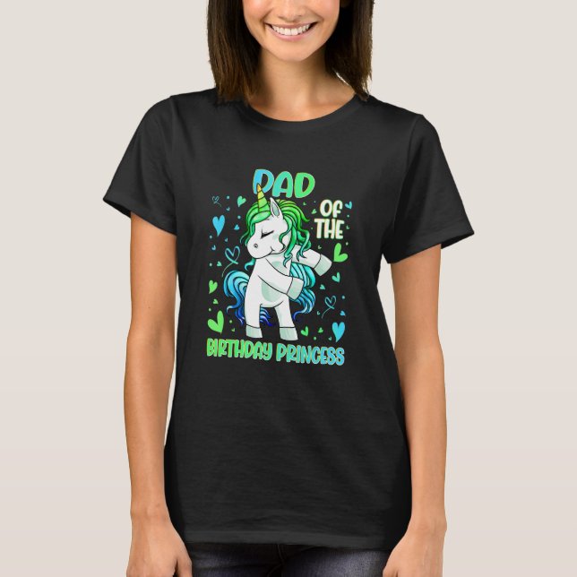 Pappa i Födelsedagsfesten Princess Dabbing Unicorn T Shirt (Framsida)