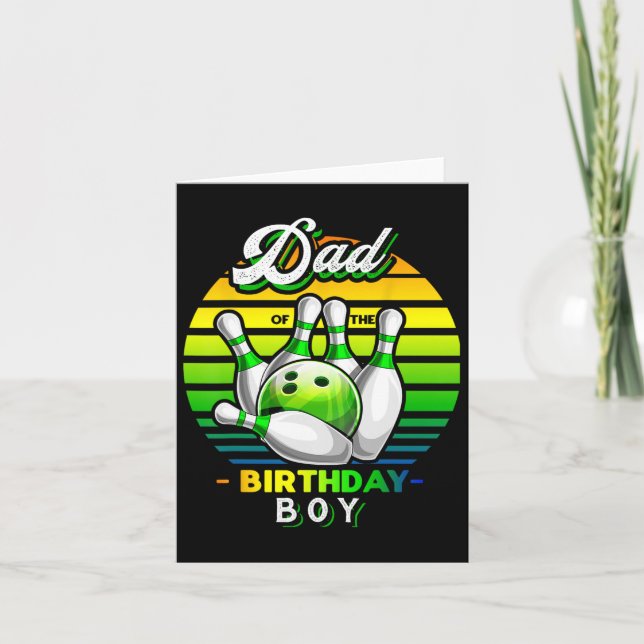 Pappa i födelsedagsmatchande familjen Bowling Bi Kort (Framsida)