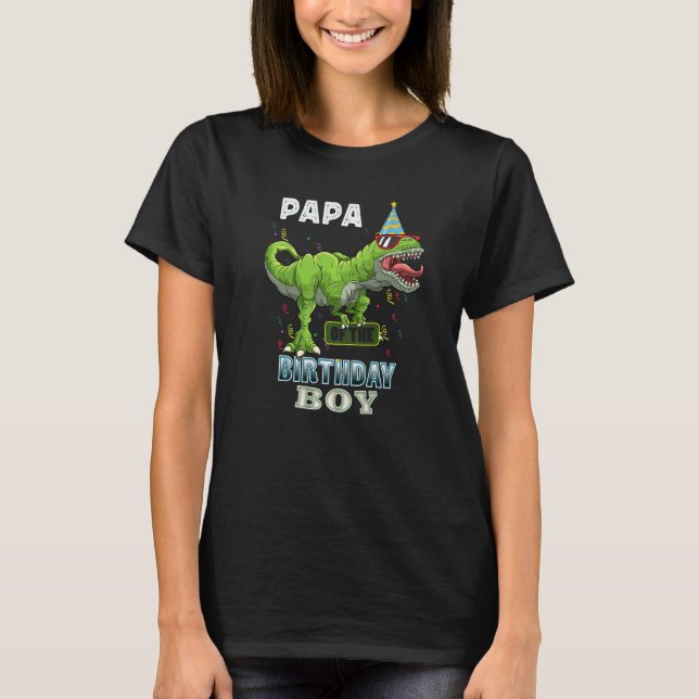 Pappa i födelsedagspressen Rex Dinosaur T Shirt (Framsida)