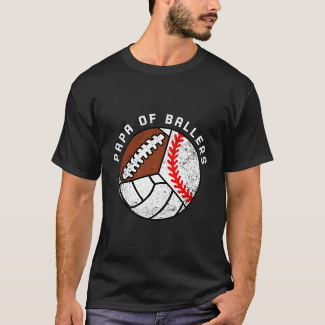 Pappa i fotbollsmatchen Ballers Baseball Volleybal T Shirt (Framsida)