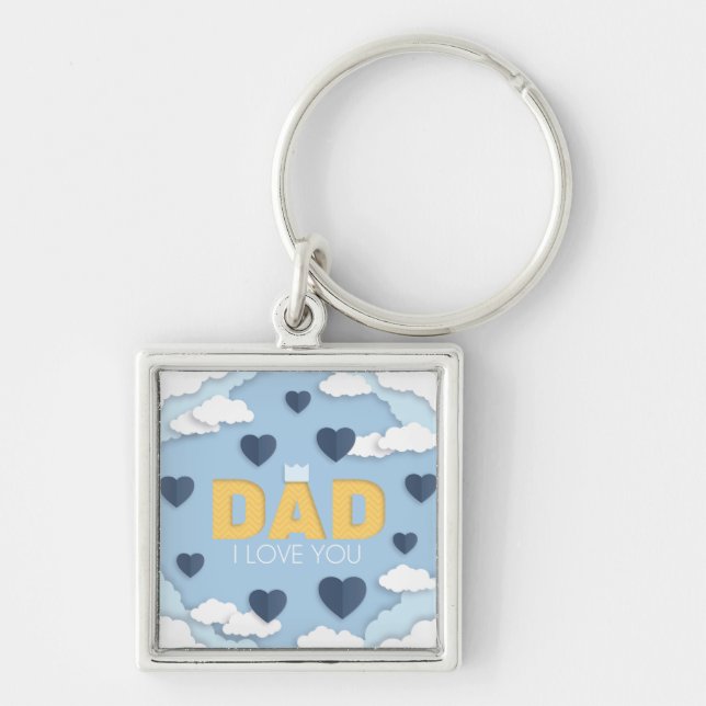 Pappa I kärlek dig, fars dag-gåva Fyrkantig Silverfärgad Nyckelring (Framsidan)