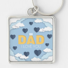 Pappa I kärlek dig, fars dag-gåva Fyrkantig Silverfärgad Nyckelring