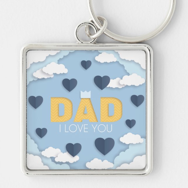 Pappa I kärlek dig, fars dag-gåva Fyrkantig Silverfärgad Nyckelring (Framsidan)