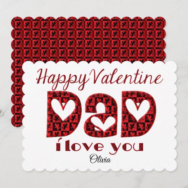 Pappa I Kärlek du Cute Cupid Typography Valentine Julkort (Fram/baksida)