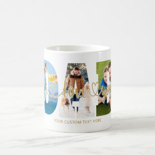 PAPPA I Kärlek You 5 Photo Collage Script Hearts G Kaffemugg
