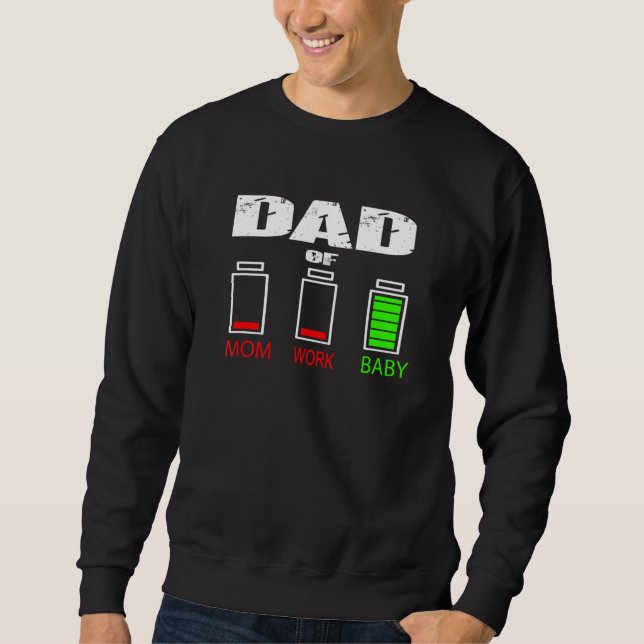 Pappa i Mamma och Baby låg batterinivå för Far D Lång Ärmad Tröja (Framsida)