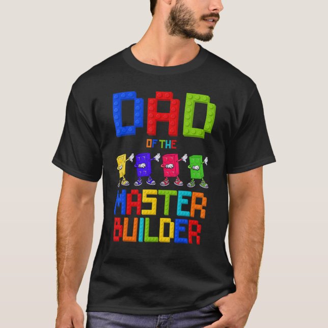 Pappa i masterbyggaren Birthday Boy Girl Blocks T Shirt (Framsida)