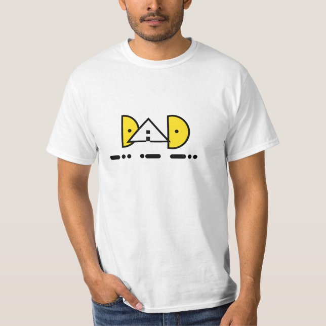 Pappa i Morse Code & Geometic Text Tee Shirt (Framsida)