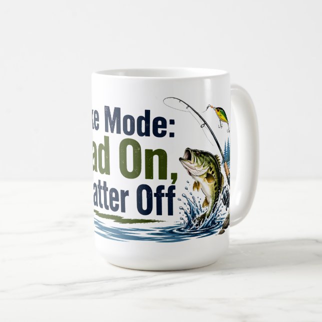 Pappa i sjömodus - Tyst på prat, fiske-mugg Kaffemugg (Framsida höger)