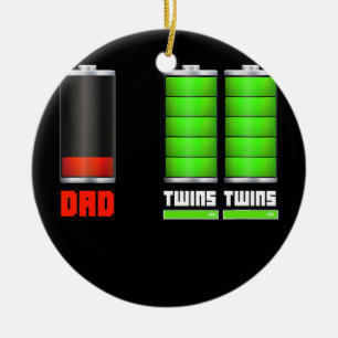Pappa i Twillingar med låg batteridrift Julgransprydnad Keramik