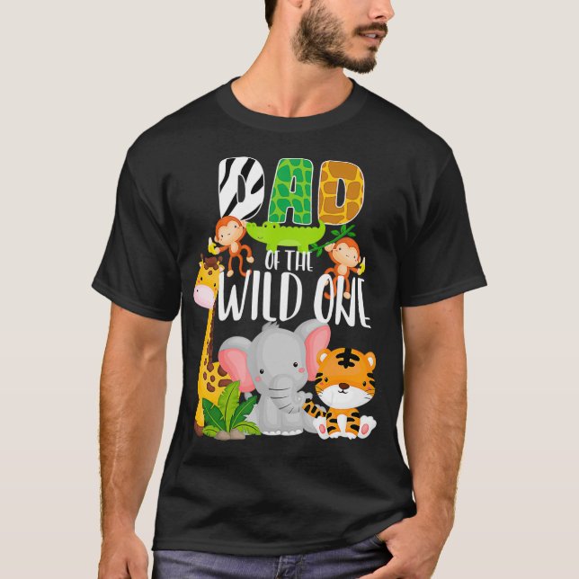 Pappa i Vild ett zoo teme Birthday Safari T Shirt (Framsida)