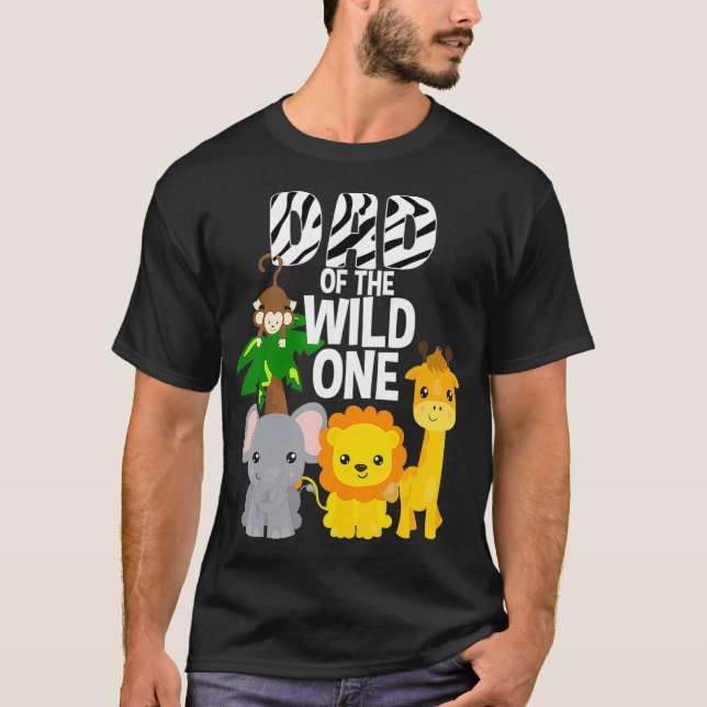 Pappa i Vild ett zoo teme Birthday Safari T Shirt (Framsida)