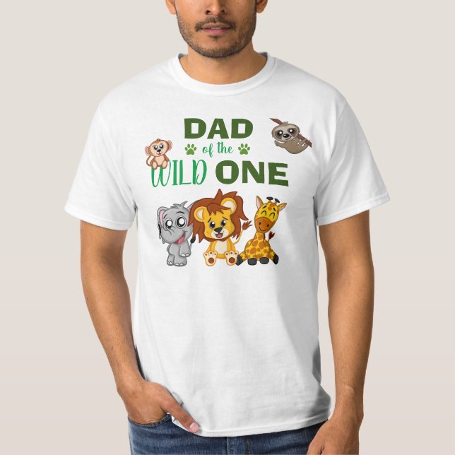 Pappa i Vilden En Jungle Safari 1:a födelsedag T Shirt (Framsida)