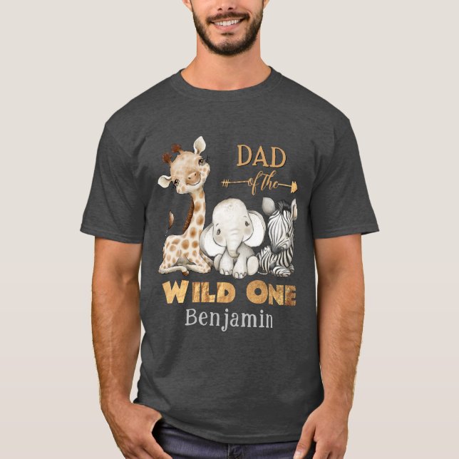 Pappa i Vilden En Safari Birthday T-Shirt (Framsida)