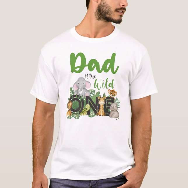 Pappa i Vilden Ett jungle Safari Zoo Animals  T Shirt (Framsida)