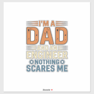 Pappa Ingenjör Inget Skrämmer Mig Vintage T-Shirt Klistermärken