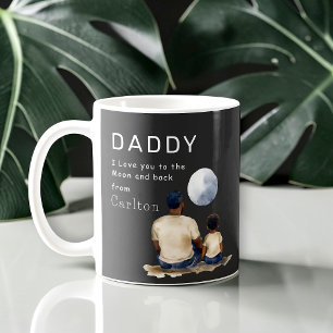 Pappa jag älskar dig månen och tillbaka Vattenfärg Kaffemugg