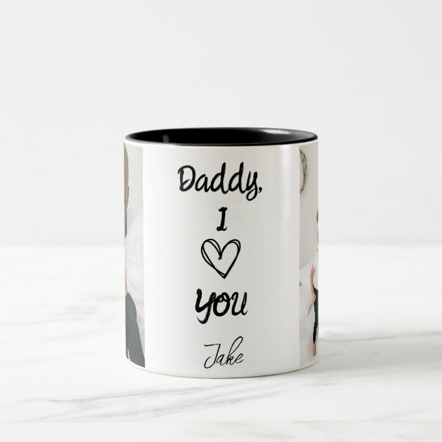 Pappa, jag Kärlek You | Personlig Photos Black Mug Två-Tonad Mugg (Center)