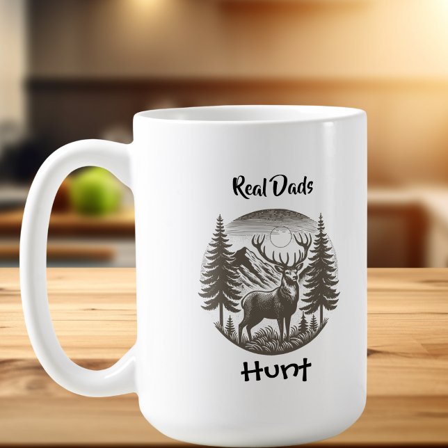 Pappa jakt hjort Personlig Mugg (Elegant deer hunting 'real dads hunt' personalize the wording)