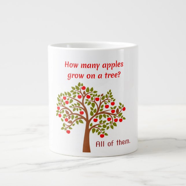 Pappa Joke: Hur många äpplen odlas på träd? Jumbo Mugg (Framsidan)