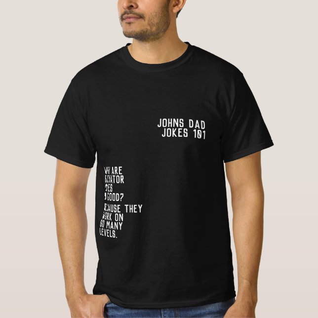PAPPA JOKES 101 Fars dag Black FUNNY GUY T Shirt (Framsida)