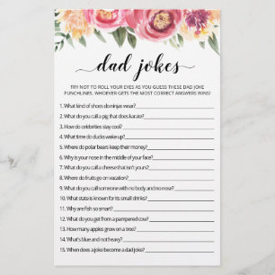 Pappa Jokes Baby Shower-spel med svar