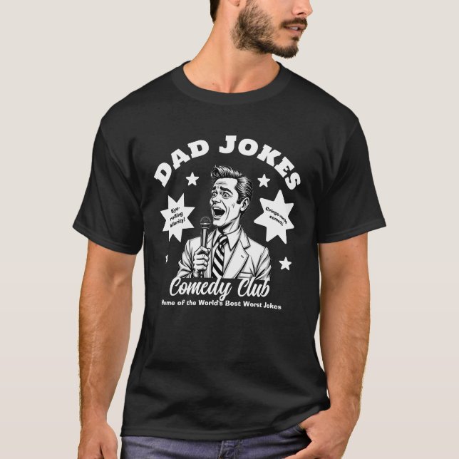Pappa Jokes Comedy Klubb Retro Komiker T-Shirt (Framsida)