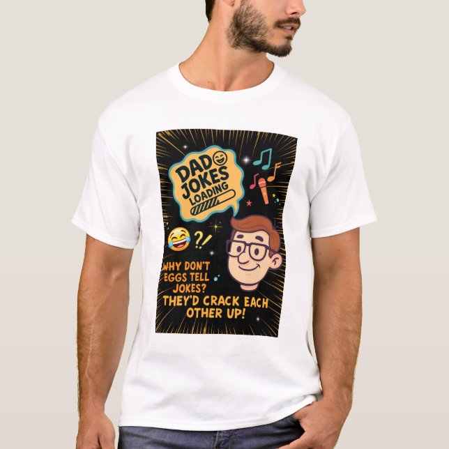 Pappa Jokes Loading Funny T-Shirt | Humous Far" (Framsida)