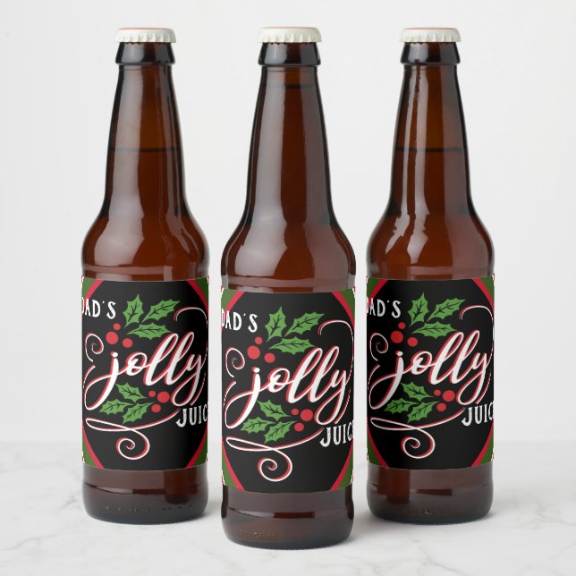 Pappa Jolly Juice jul Cheer Beer Flaska Ölflaska Etikett (Flaskor)
