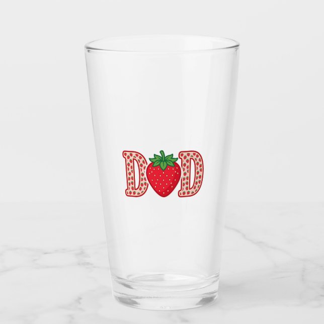 Pappa Jordgubbe Bokstavsvektor Tröja Design_1 Glaskopp (Framsida)