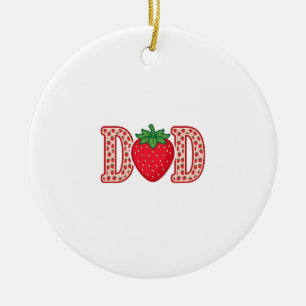 Pappa Jordgubbe Bokstavsvektor Tröja Design_1 Julgransprydnad Keramik