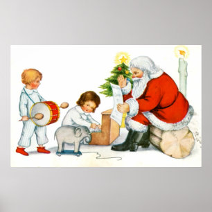 Pappa jul, barn och leksaker poster