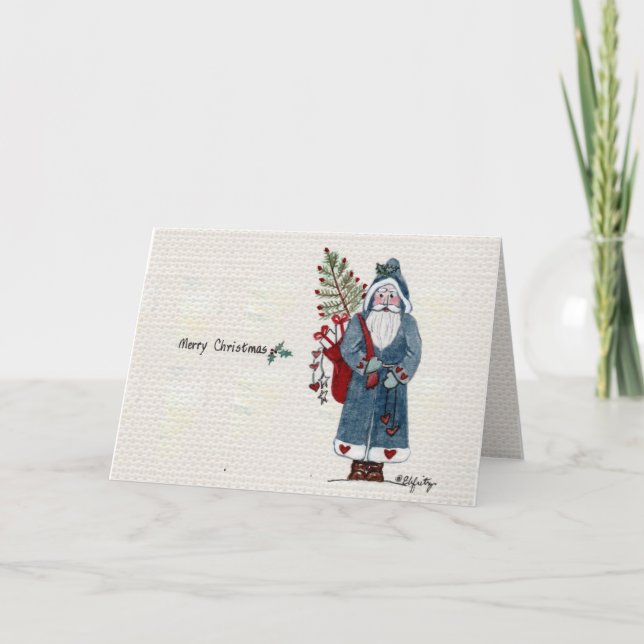 Pappa jul i Grönt Jacka och Bag Helgkort (Framsida)