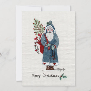 Pappa jul i Grönt Jackar Pappra Färgat Tan Julkort