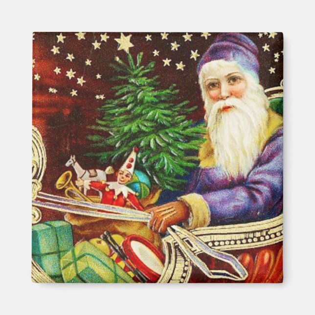 pappa jul i Sleigh Vintage Magnet (Framsidan)