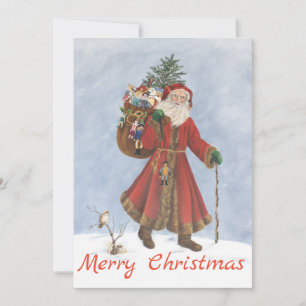 Pappa jul, Käpp och gåvor som blåser Snö Julkort