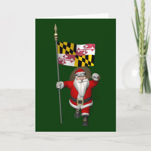 Pappa jul med Flagga av Maryland Helgkort