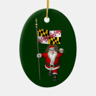 Pappa jul med Flagga Maryland Julgransprydnad Keramik