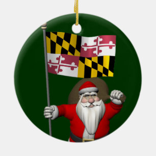 Pappa jul med Flagga Maryland Julgransprydnad Keramik