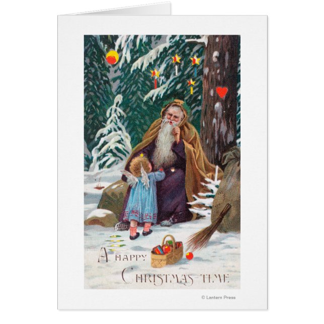 Pappa jul med Lycklig Hälsningskort (Framsidan)