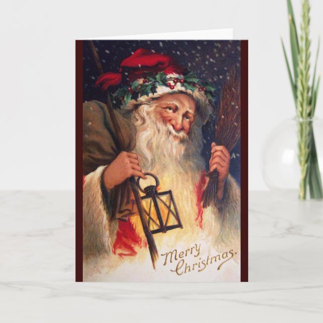 Pappa jul med lyktan helgkort (Framsida)