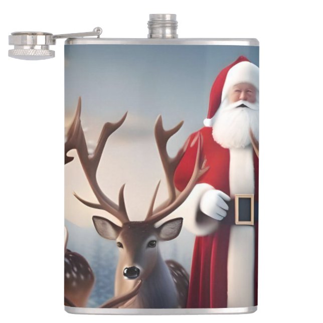 Pappa jul med sina renar, fickplunta (Öppnad)