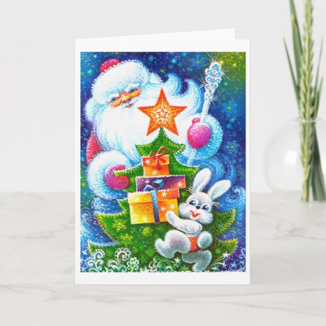 Pappa jul och bunny helgkort (Framsida)