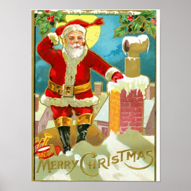 Pappa jul på skorsten poster (Framsidan)