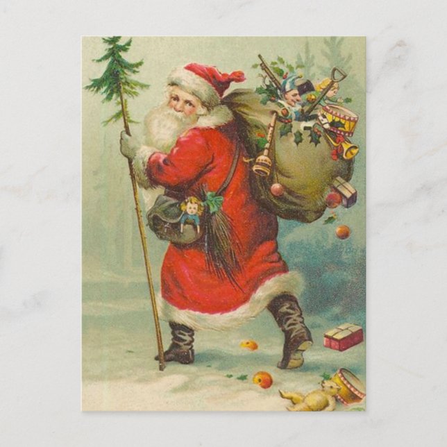 Pappa jul på vägen mot postkort vykort (Framsida)