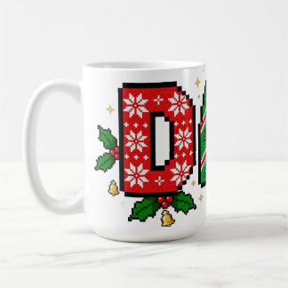 Pappa jul Pixel Art Retro Röd Grön Högtid Kaffemugg
