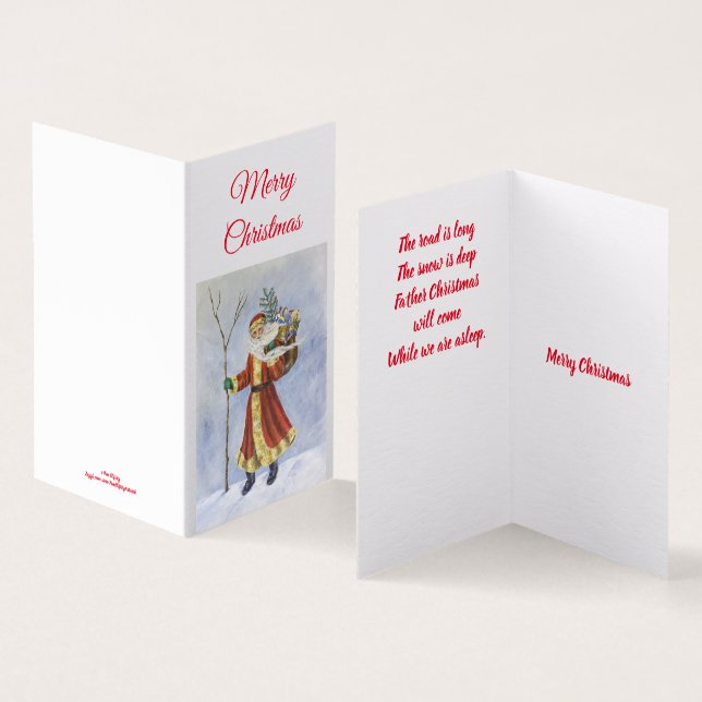 Pappa jul, promenader i Snö akrylkonst Kort (In- och utsida)