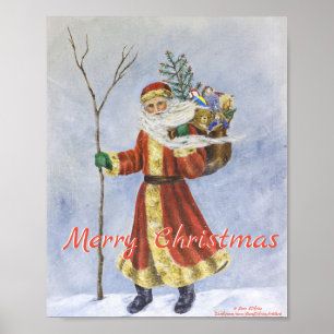 pappa jul, promenader i Snö akrylkonst Poster