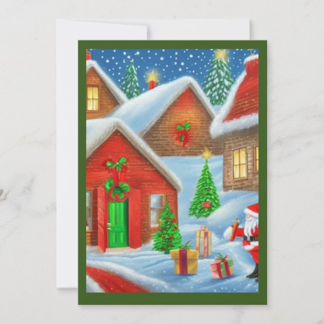 Pappa jul som tappar gåvor från snöscen inbjudningar (Framsida)